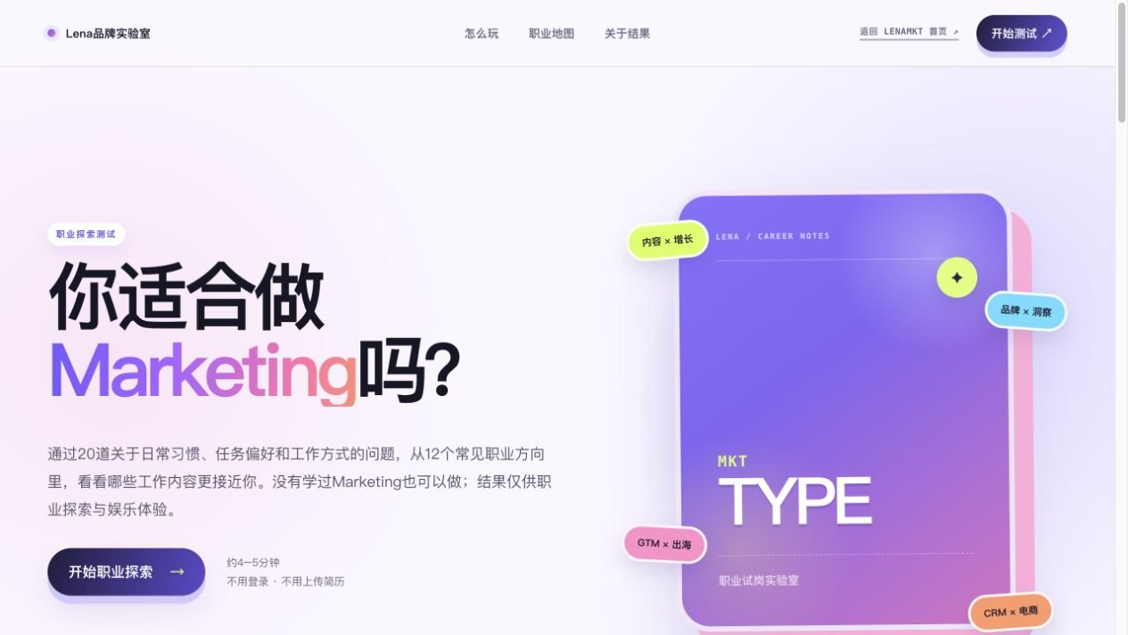Marketing 职业匹配实验室真实界面预览